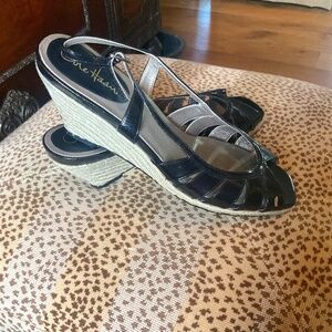 Cole Haan Black Wedges with Natural Sole